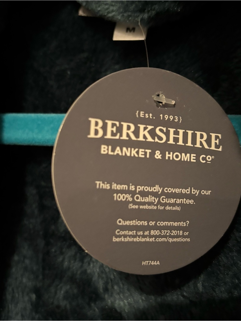 Berkshire Medium Plush Long Shawl Collar Robe - Deep Teal NWT - Picture 3 of 14